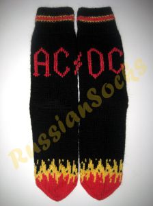 Вязаные носки ручной работы  ACDC AC DC.