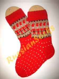 Новогодние носки с гномиками вязаные носки с дедом морозом